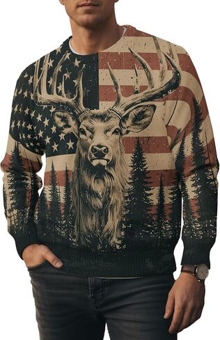 Men's Graphic Casual Sweater Unisex 3D Printing Knit Pullover Loose Long Sleeve Crewneck Sweaters in Saudi Arabia