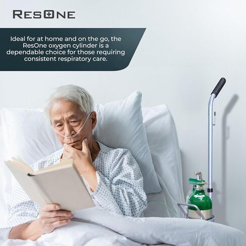 أسطوانة الأكسجين الطبي المحمولة من الألومنيوم من ResOne، مقاس D، مع صمام تبديل CGA-870 للاستخدام الطبي - بدون شرارة، قبة خضراء، لمسة نهائية مصقولة، 14.3 قدم مكعب، السفن فارغة، مطلوب وصفة طبية لملءها in Kuwait