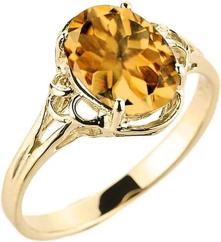 10k Yellow Gold November Birthstone Genuine Oval Citrine Gemstone Solitaire Ring in Saudi Arabia