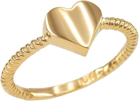 Claddagh Gold 10K and 14K Gold Polished Gold Heart Love Ring for Women Available in Yellow, Rose and White Gold with multiple ring sizes in Kuwait