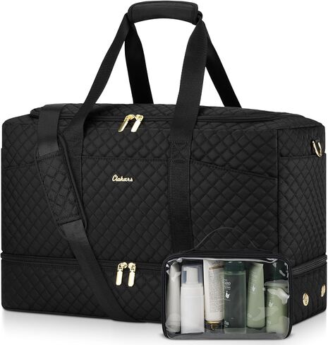 Duffle Bag for Travel, Weekender Bag with Shoe Compartment, Carry On Overnight Bag for Women with Toiletry Bag Duffel Bags with Wet Pocket for Gym Hospital Bags for Labor and Delivery Black in Kuwait