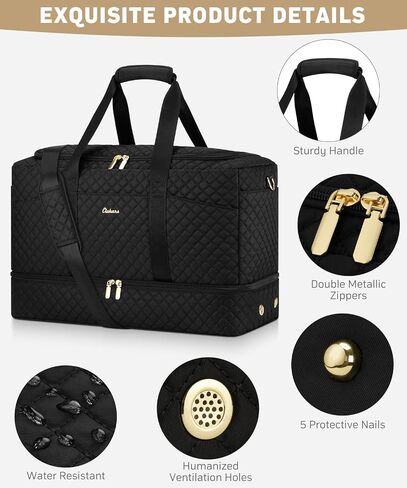 Duffle Bag for Travel, Weekender Bag with Shoe Compartment, Carry On Overnight Bag for Women with Toiletry Bag Duffel Bags with Wet Pocket for Gym Hospital Bags for Labor and Delivery Black in Kuwait