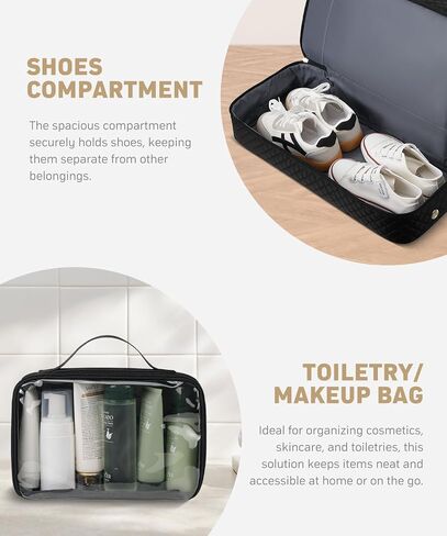 Duffle Bag for Travel, Weekender Bag with Shoe Compartment, Carry On Overnight Bag for Women with Toiletry Bag Duffel Bags with Wet Pocket for Gym Hospital Bags for Labor and Delivery Black in Kuwait