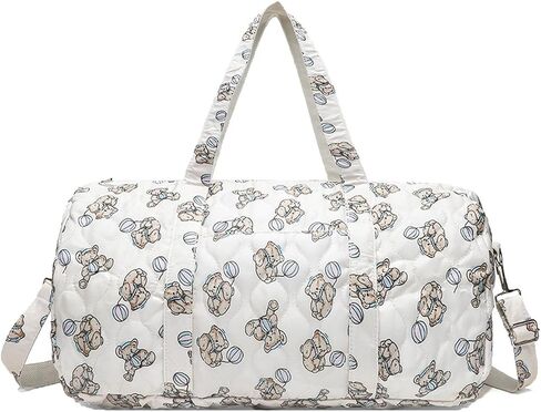 BBIQI Quilted Duffle Bag for Women Teddy Bear Duffel Bags for Travel Cute Weekender Bags Baby Hospital Bag in Saudi Arabia
