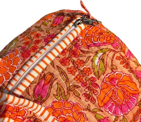 Large Orange Pink Cotton Quilted Duffle Bags Block Print Gifts Handmade Colorful Travel Night Travel Gym Yoga Luggage Pocket 18X9X9 inches in Saudi Arabia