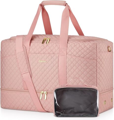 Duffle Bag for Travel, Weekender Bag with Shoe Compartment, Carry On Overnight Bag for Women with Toiletry Bag Duffel Bags with Wet Pocket for Gym Hospital Bags for Labor and Delivery Black in Kuwait