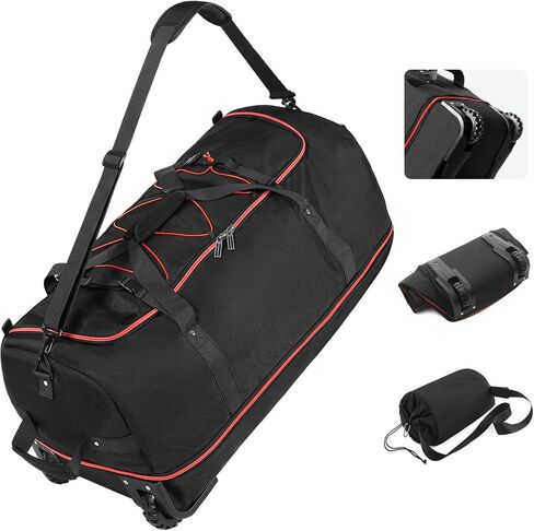 Vomgomfom Wheeled Collapsible Duffel Bag,110L-140L Expandable Checked Luggage, No-Telescopic-Handle with Anti-Burst Zipper & Reinforced Frame,Navy in Saudi Arabia
