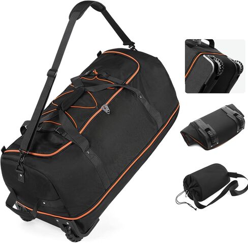 Vomgomfom Wheeled Collapsible Duffel Bag,110L-140L Expandable Checked Luggage, No-Telescopic-Handle with Anti-Burst Zipper & Reinforced Frame,Navy in Saudi Arabia