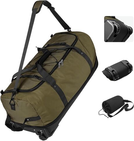Vomgomfom Wheeled Collapsible Duffel Bag,110L-140L Expandable Checked Luggage, No-Telescopic-Handle with Anti-Burst Zipper & Reinforced Frame,Navy in Saudi Arabia