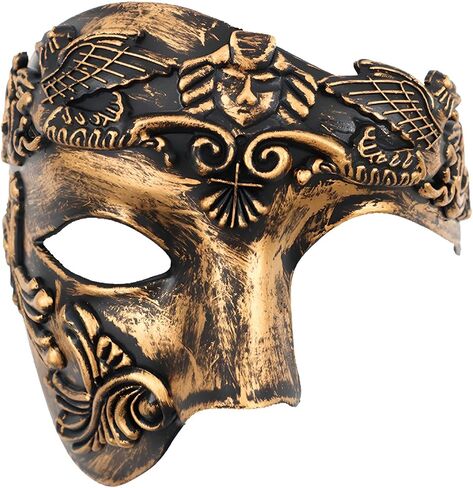 JOYFISCO Masquerade Mask for Men Vintage Half Face Roman Warrior Phantom Of The Opera Mask for Halloween Mardi Gras Prom Ball in Saudi Arabia