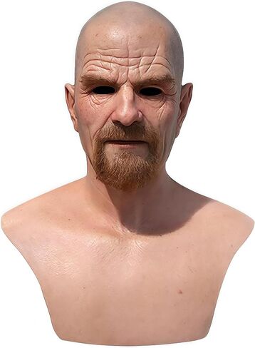 قناع الرجل العجوز من اللاتكس للهالوين، قناع رأس كامل بشري واقعي لحفلات الهالوين الكرنفالية (G) in Kuwait