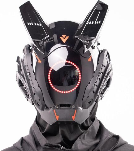 Punk Mask LED Round Lights Gothic Futuristic Techwear Masks for Adults Halloween Cosplay Costume Mask Accessories in Saudi Arabia