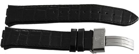 Aqua Master Men's 23mm Black Alligator Leather Silver Buckle Watch Band(AM23b) in Saudi Arabia