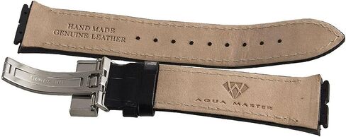 Aqua Master Men's 23mm Black Alligator Leather Silver Buckle Watch Band(AM23b) in Saudi Arabia