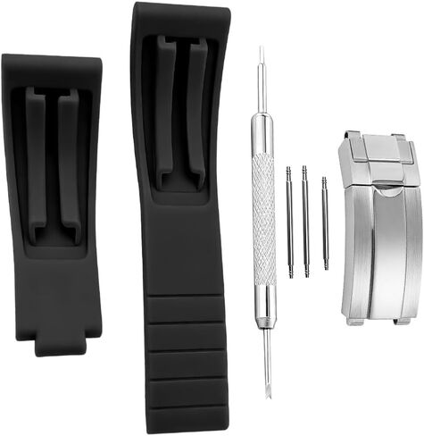 20mm Watch Silicone Rubber Strap Band Replacement For Rolex Datejust Daytona Submariner Gmt Ghost Yachtmaster With Deployment Buckle in Kuwait