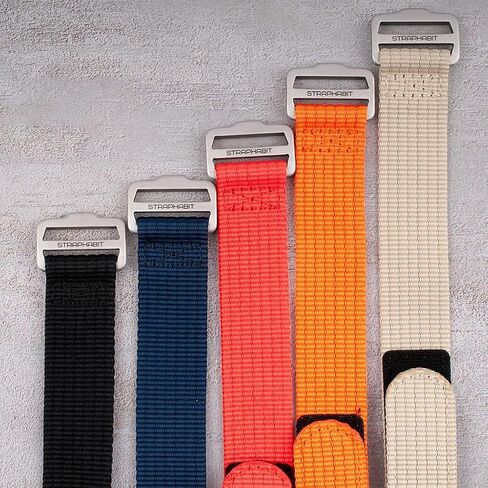 StrapHabit Hook and Loop Single Pass Through Watch Strap - Nylon Band for men and women 20mm 22mm in Saudi Arabia