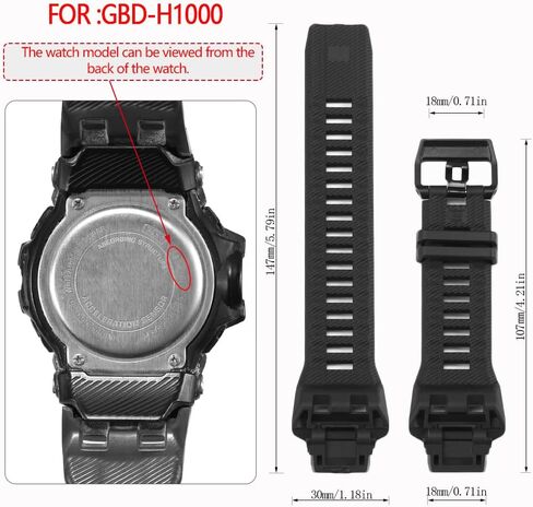 GBDH1000 Rubber Replacement Strap Compatible with Casio GBD-H1000 GBD H1000 Men's Watch Band in Kuwait