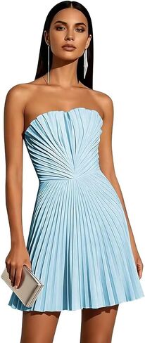 Molisa Short Strapless Chiffon Homecoming Dresses for Teens 2026 Pleated Ruffled A Line Mini Prom Cocktail Party Dress in Saudi Arabia