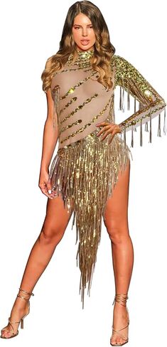 Youmeisha Women Sexy Skinny Cristal Fringes dress Singer Dancer Show StageWear Rhinestones Dance Costume Drag Queen Outfits in Saudi Arabia