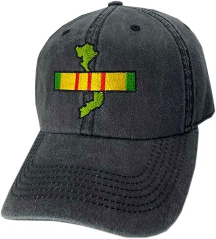 Vietnam Veteran Hat with Embroidered Map and Service Ribbon Vintage Black in Kuwait