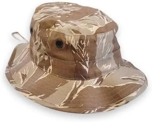 Generic Desert Tiger Stripe Short Brim Boonie Hat, 2.5"" Brim, Made in The USA, Desert Camo Boonie Cover-Jungle Hat in Kuwait