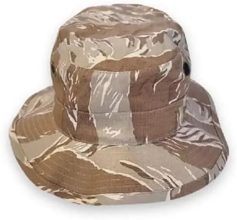 Generic Desert Tiger Stripe Short Brim Boonie Hat, 2.5"" Brim, Made in The USA, Desert Camo Boonie Cover-Jungle Hat in Kuwait