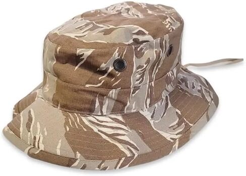 Generic Desert Tiger Stripe Short Brim Boonie Hat, 2.5"" Brim, Made in The USA, Desert Camo Boonie Cover-Jungle Hat in Kuwait
