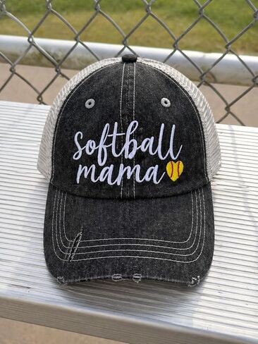 Softball Mama Hat Softball Mom Messy Bun High Ponytail Hat 329 Grey in Kuwait