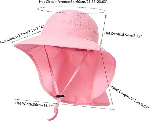 Kids Sun Hat with Neck Flap Wide Brim Ponytail Hole Fishing Hat Summer UV Protection Beach Bucket Hats for Girls Boys in Kuwait