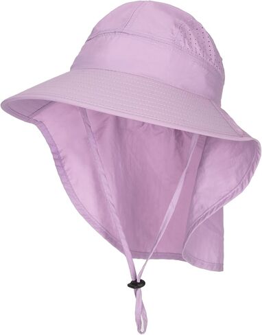 Kids Sun Hats Boys Girls Sun Protection Beach-Hat Wide Brim Bucket Hat with Neck Flap Age for 6-12 in Saudi Arabia