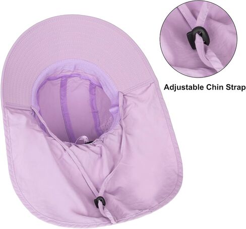 Kids Sun Hats Boys Girls Sun Protection Beach-Hat Wide Brim Bucket Hat with Neck Flap Age for 6-12 in Saudi Arabia