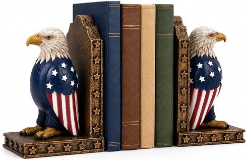 Eagle Decorative Bookend for Shelves - 1 Pairs Heavy Book Ends,Resin Patriotic Decorations Creative Book Stopper Holder Decor for Desk Home Office,Unique Eagle Gifts in Saudi Arabia