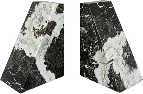Black Marble Bookend 6" - Book Stoppers for Bookshelves - Modern Decorative Marble Bookends for Home and Office, Black Zebra in Saudi Arabia