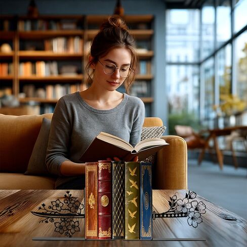 Samurai Katana Bookends – Metal Book Ends for Shelves, Cute Book Ends with Cherry Blossom Design, Unique Book Holders and Book Stopper, Anime Decor and Gifts for Men in Saudi Arabia