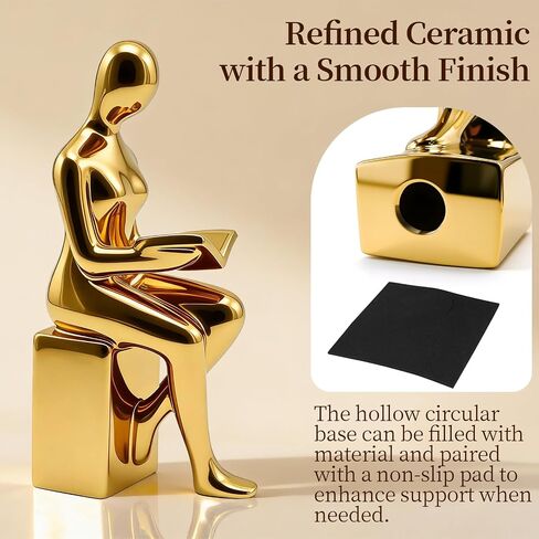 Decorative Bookends Set, Ceramic Book Ends for Shelves, Home Office Aesthetic Book Stopper, Reading Book Holder Statues for Bookshelf Bedroom Living Room Decor (Gold) in Saudi Arabia