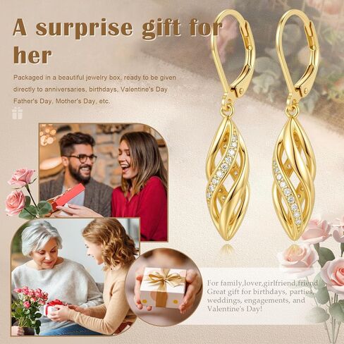 Gold Dainty Earrings for Women Hypoallergenic Lightweight 14K Gold Dangle Drop Earrings Jewelry Valentines Day Gifts for Wife Girlfriend Her in Kuwait