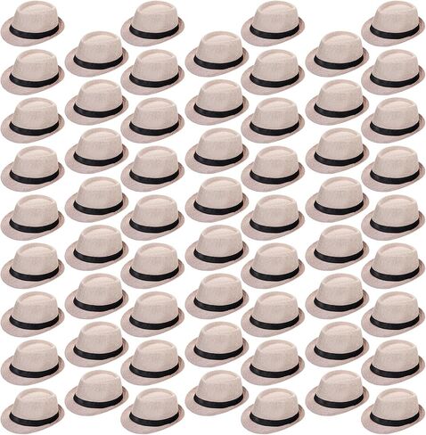 60 Pcs Fedora Hat Bulk Men 1920s Short Brim Sun Panama Cap Wedding Graduation Prom Women Party Costume Accessories in Saudi Arabia