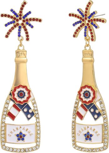 250 Anniversary Dangle Earrings | 4th of July Patriotic Champagne Windmill Cake Earrings for Women | America Independence Day Jewelry in Kuwait