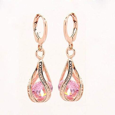 Hollow Waterdrop Zircon Earrings, Fashionable and Simple, Versatile, Waterdrop Hollow Round Zircon Earrings in Kuwait