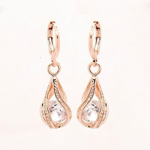 Hollow Waterdrop Zircon Earrings, Fashionable and Simple, Versatile, Waterdrop Hollow Round Zircon Earrings in Kuwait
