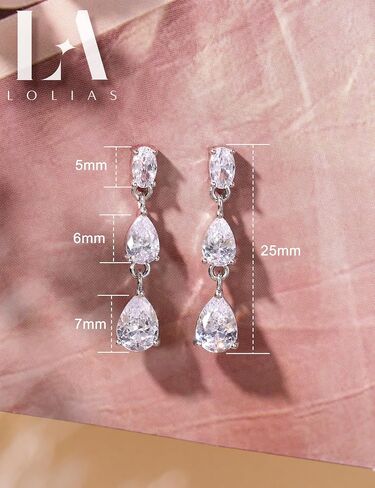 LOLIAS 925 Sterling Silver Dangle Earrings for Women - 14k Gold Plated Pearl Drop Earring Dainty Statement Earrings Prom Wedding Bridal Earring Long Dangling Cubic Zirconia Pearl Earring Trendy Jewelry in Kuwait