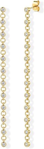 LOLIAS 925 Sterling Silver Dangle Earrings for Women - 14k Gold Plated Pearl Drop Earring Dainty Statement Earrings Prom Wedding Bridal Earring Long Dangling Cubic Zirconia Pearl Earring Trendy Jewelry in Kuwait