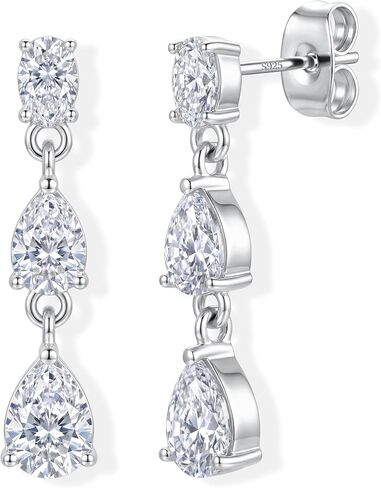 LOLIAS 925 Sterling Silver Dangle Earrings for Women - 14k Gold Plated Pearl Drop Earring Dainty Statement Earrings Prom Wedding Bridal Earring Long Dangling Cubic Zirconia Pearl Earring Trendy Jewelry in Kuwait