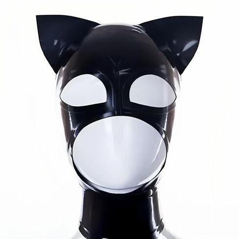 Latex Mask,Unique SM Cat Ears Latex Hood Mask for Fetish Club Ball Cosplay Halloween Party in Saudi Arabia