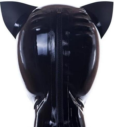 Latex Mask,Unique SM Cat Ears Latex Hood Mask for Fetish Club Ball Cosplay Halloween Party in Saudi Arabia