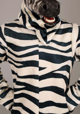 Zebra Mascot and Mouth Mover Mask for Adults - Jumpsuit, Mask, Mitts, and Slippers, Faux Fur in Kuwait