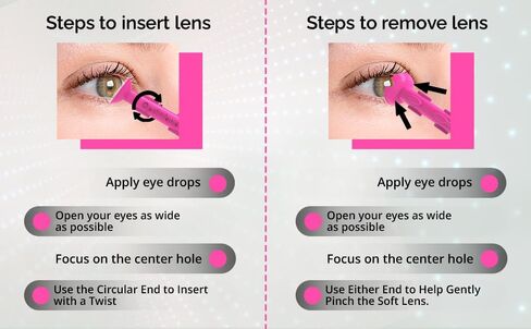 OptiWand Pink 3 Pack Portable Soft Contact Lens Removal & Insertion Tool - Silicone Rubber Soft Lens Applicator & Remover Device with Pincher End & Finger Grips Safe & Easy on Eyes, Travel Size 1.75" in Saudi Arabia
