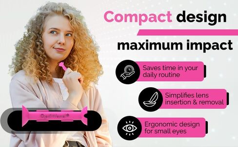 OptiWand Pink 3 Pack Portable Soft Contact Lens Removal & Insertion Tool - Silicone Rubber Soft Lens Applicator & Remover Device with Pincher End & Finger Grips Safe & Easy on Eyes, Travel Size 1.75" in Saudi Arabia