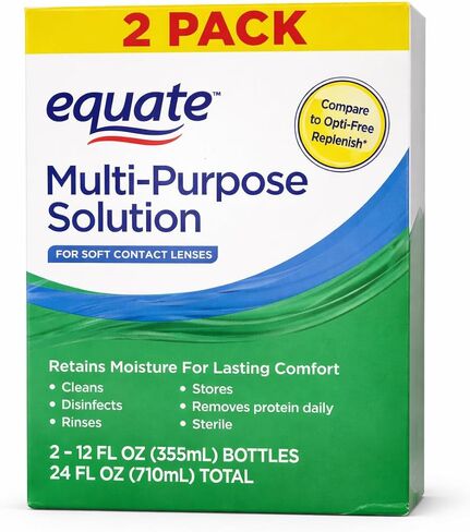 Equate Multi-Purpose Contact Lens Solution, Cleans, Disinfects, Rinses and Stores, Moisture Retention Formula, 12 fl oz, 2 Pack in Kuwait