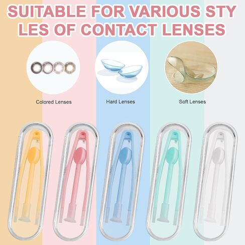 15PCS Contact Lens Remover Tool, Colorful Contact Removal Tool Case Set, Portable Contact Tweezers with Soft Tip, Plunger Suction Cup Applicator for Soft Hard Contact Lenses in Saudi Arabia